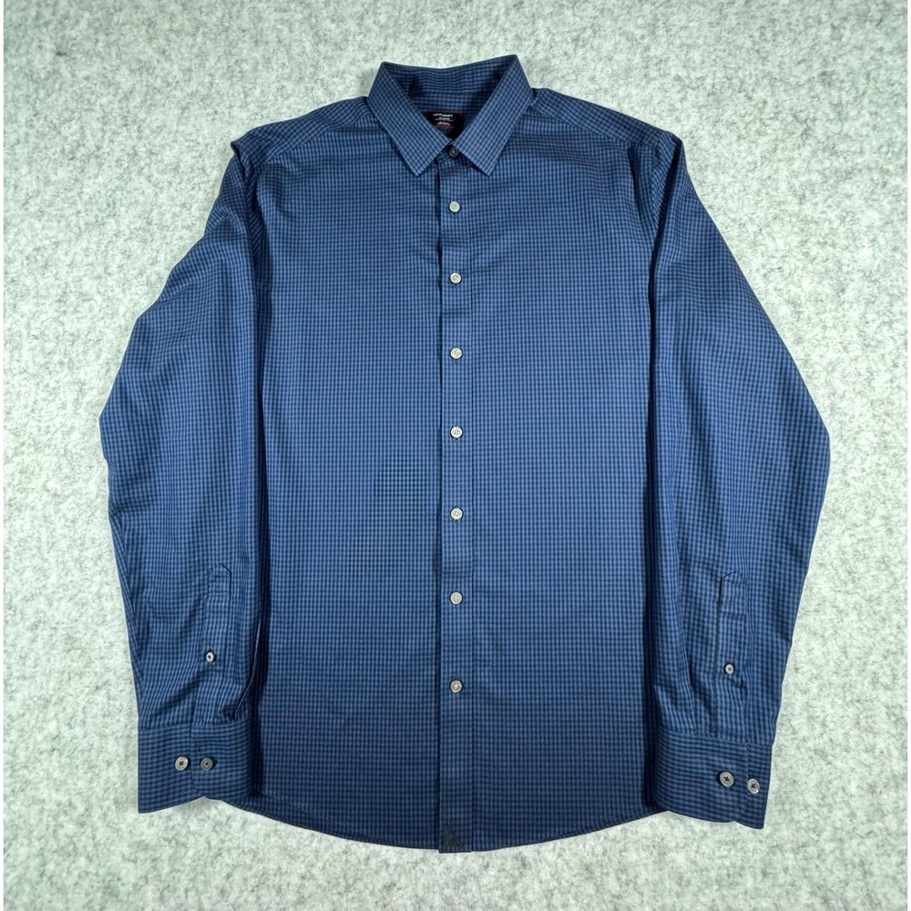 UNTUCKit Johnston-WF Mens XLT Blue Check Twill Wrinkle Free Button Up Shirt